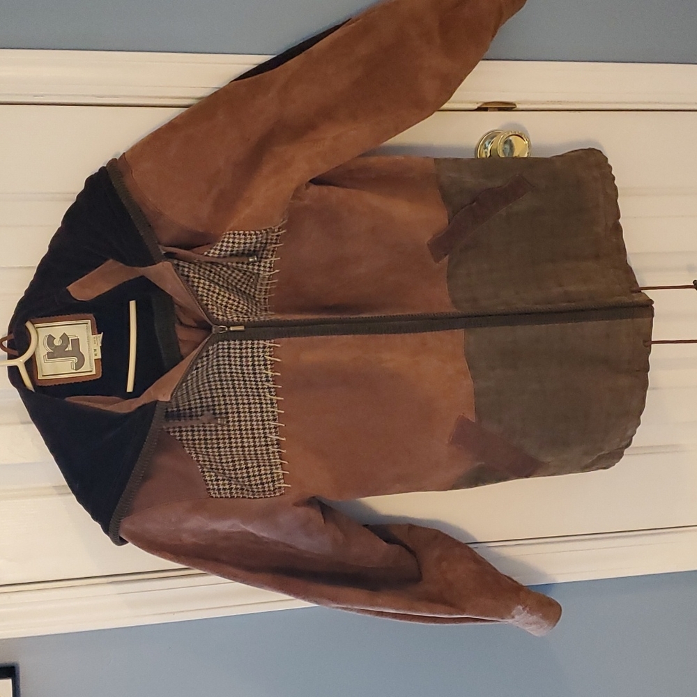 JLC soft leather zippered hooded jacket